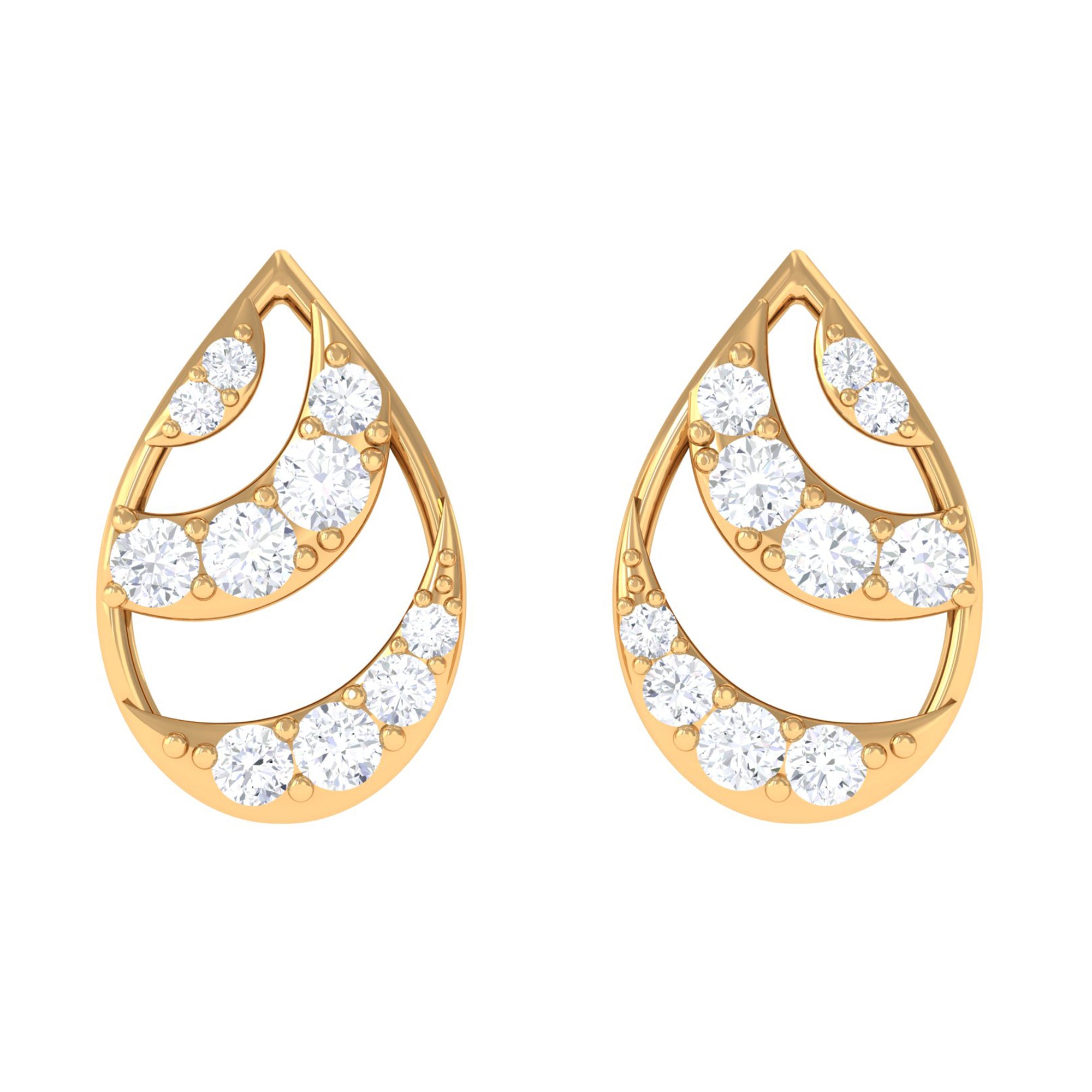Natural Diamond Minimal Teardrop Stud Earrings Diamond - ( HI-SI ) - Color and Clarity - Rosec Jewels
