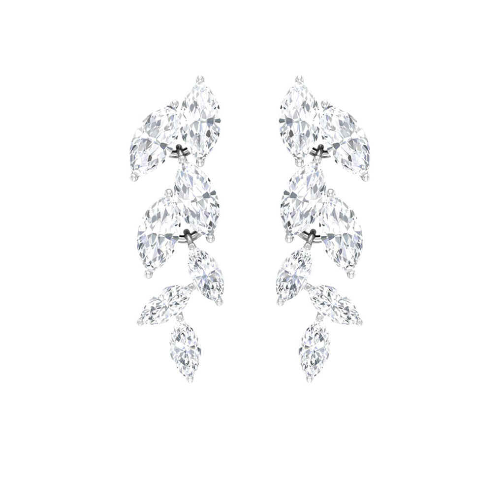 1.25 CT Marquise Shape Zircon Leaf Dangle Earrings in Gold Zircon - ( AAAA ) - Quality - Rosec Jewels