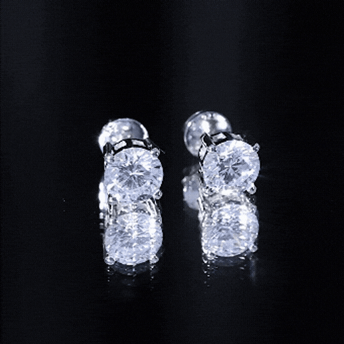 Certified 2.7 Carat Cubic Zirconia Stud Earrings with Screw Back AAAAA 92.5 Sterling Silver - Rosec Jewels
