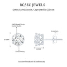 1 Carat Round Cubic Zirconia Crown Stud Earrings in Silver AAAAA 92.5 Sterling Silver - Rosec Jewels