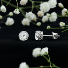 1 Carat Round Cubic Zirconia Crown Stud Earrings in Silver AAAAA 92.5 Sterling Silver - Rosec Jewels