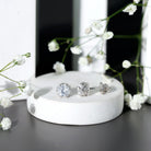 1 Carat Round Cubic Zirconia Crown Stud Earrings in Silver AAAAA 92.5 Sterling Silver - Rosec Jewels