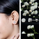 1 Carat Round Cubic Zirconia Crown Stud Earrings in Silver AAAAA 92.5 Sterling Silver - Rosec Jewels