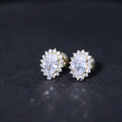 Certified 2 Carat Oval Cubic Zirconia Halo Stud Earrings in Silver AAAAA 92.5 Sterling Silver - Rosec Jewels
