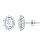 Certified 2 Carat Oval Cubic Zirconia Halo Stud Earrings in Silver AAAAA 92.5 Sterling Silver - Rosec Jewels