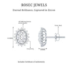 Certified 2 Carat Oval Cubic Zirconia Halo Stud Earrings in Silver AAAAA 92.5 Sterling Silver - Rosec Jewels