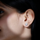 Certified 2 Carat Oval Cubic Zirconia Halo Stud Earrings in Silver AAAAA 92.5 Sterling Silver - Rosec Jewels