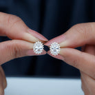 Certified 2 Carat Oval Cubic Zirconia Halo Stud Earrings in Silver AAAAA 92.5 Sterling Silver - Rosec Jewels