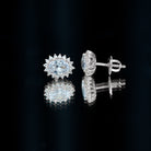 Certified 2 Carat Oval Cubic Zirconia Halo Stud Earrings in Silver AAAAA 92.5 Sterling Silver - Rosec Jewels