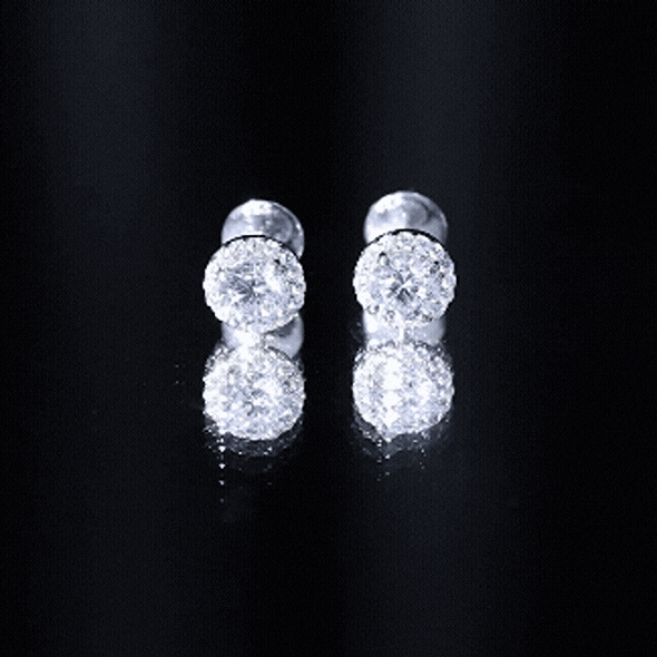 Certified 1 Carat Round Cut CZ Diamond Stud Earrings in Silver AAAAA 92.5 Sterling Silver - Rosec Jewels