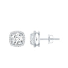 Womens 2 Carat Cubic Zirconia Halo Stud Earrings in 14K Gold Plated Silver AAAAA 92.5 Sterling Silver - Rosec Jewels