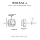 Womens 2 Carat Cubic Zirconia Halo Stud Earrings in 14K Gold Plated Silver AAAAA 92.5 Sterling Silver - Rosec Jewels