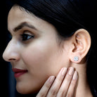 Womens 2 Carat Cubic Zirconia Halo Stud Earrings in 14K Gold Plated Silver AAAAA 92.5 Sterling Silver - Rosec Jewels