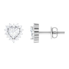 3/4 CT Heart Shape Zircon Halo Stud Earrings Zircon - ( AAAA ) - Quality - Rosec Jewels