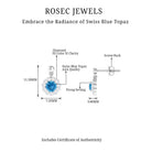 1 CT Real Swiss Blue Topaz and Diamond Flower Halo Drop Earrings - Rosec Jewels