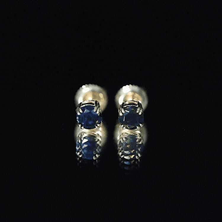 0.9 Carat Natural Black Opal Solitaire Stud Earrings with Screw Back AAA - Rosec Jewels