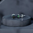 1.6 Carat Round Shape Black Opal Solitaire Stud Earrings AAA - Rosec Jewels