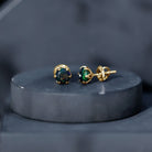 1.6 Carat Round Shape Black Opal Solitaire Stud Earrings AAA - Rosec Jewels