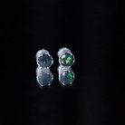 Natural Black Opal Crown Stud Earrings with Screw Back AAA - Rosec Jewels