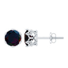 Natural 1.6 Carat Black Opal Crown Stud Earrings in Silver AAA 92.5 Sterling Silver - Rosec Jewels