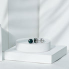 Natural 1.6 Carat Black Opal Crown Stud Earrings in Silver AAA 92.5 Sterling Silver - Rosec Jewels