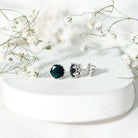 Natural 1.6 Carat Black Opal Crown Stud Earrings in Silver AAA 92.5 Sterling Silver - Rosec Jewels
