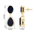 4.25 CT Oval and Pear Shape Black Opal Dangle Earrings with Diamond Black Opal - ( AAA ) - Quality - Rosec Jewels