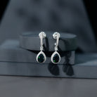 Natural 2 Carat Black Opal Teardrop Earrings with Moissanite AAA 92.5 Sterling Silver - Rosec Jewels