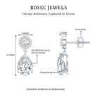 Certified 7X9 MM Zirconia Pear Drop Earrings for Wedding AAAA 92.5 Sterling Silver - Rosec Jewels