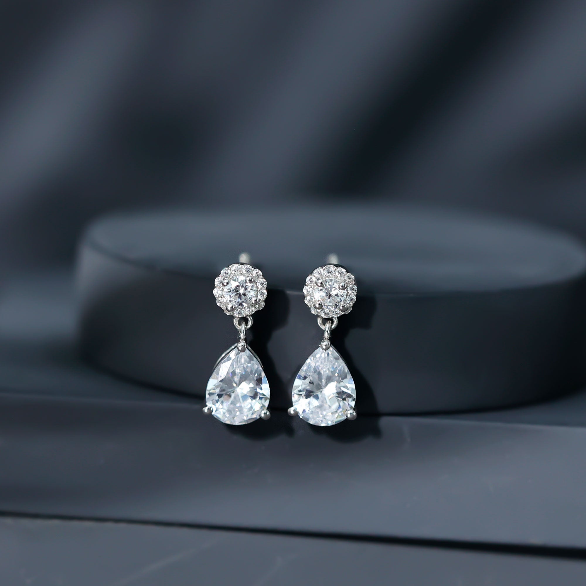 Certified 7X9 MM Zirconia Pear Drop Earrings for Wedding AAAA 92.5 Sterling Silver - Rosec Jewels