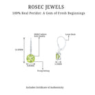8 MM Cushion Cut Peridot Solitaire Drop Earrings in Silver Peridot - ( AAA ) - Quality 92.5 Sterling Silver - Rosec Jewels