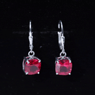 4 Carat Cushion Cut Lab Grown Ruby Hoop Earrings for Women AAAA 92.5 Sterling Silver - Rosec Jewels