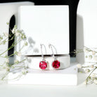Lab Created Ruby Drop Earrings For Women AAAA - Rosec Jewels