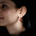 Lab Created Ruby Drop Earrings For Women AAAA - Rosec Jewels