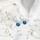 Cushion Cut London Blue Topaz Solitaire Drop Earrings AAA - Rosec Jewels