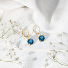 Cushion Cut London Blue Topaz Solitaire Drop Earrings AAA - Rosec Jewels