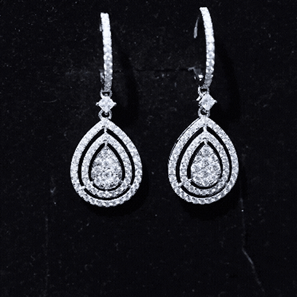 Certified Moissanite Teardrop Hoop Earrings for Women D-VS1 - Rosec Jewels