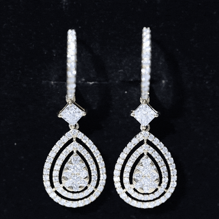 Certified Moissanite Teardrop Hoop Earrings for Women D-VS1 - Rosec Jewels