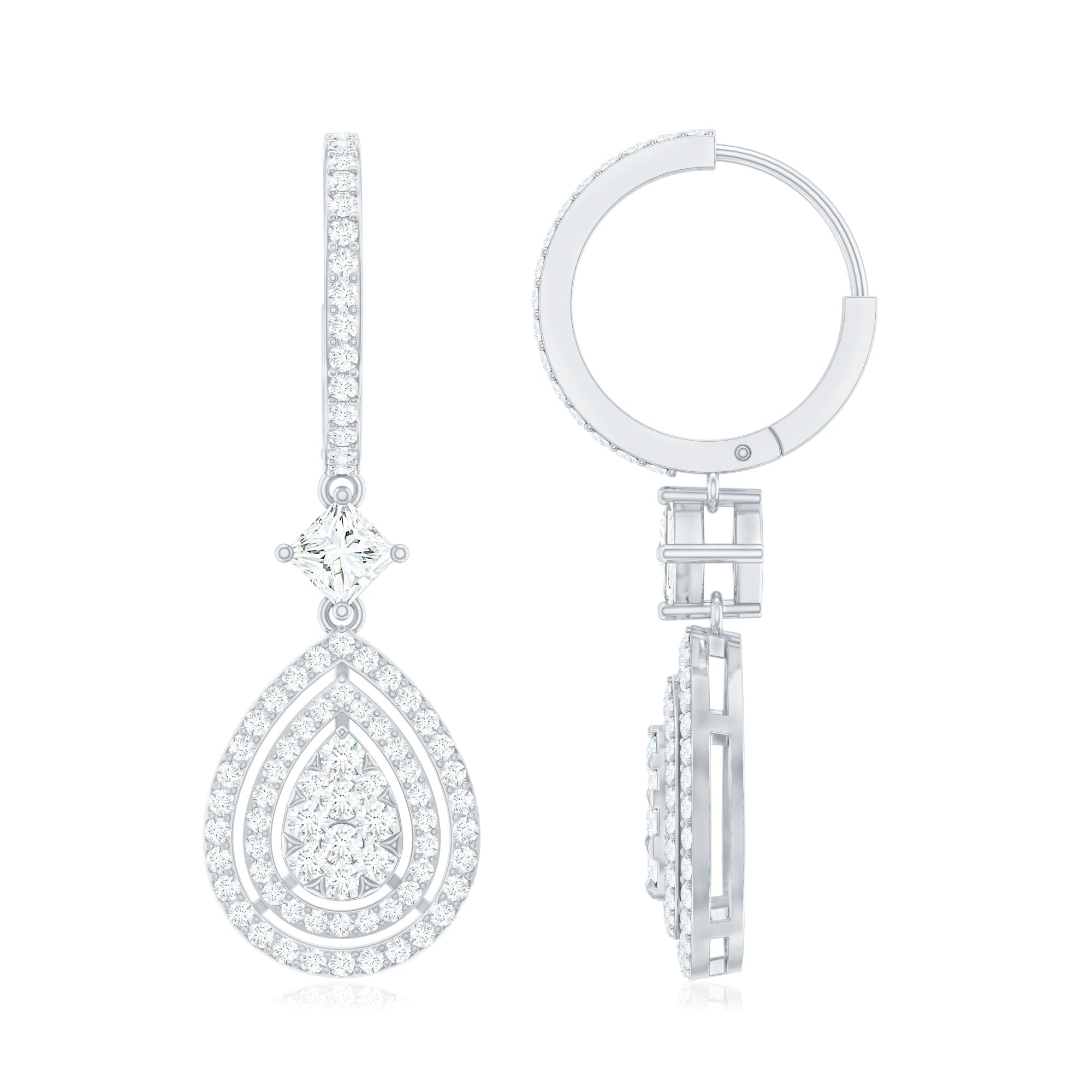 Certified Moissanite Teardrop Hoop Earrings for Women D-VS1 - Rosec Jewels