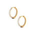 Rosec Jewels-1/2 CT Pave Set Round Diamond Minimal Hinged Hoop Earrings
