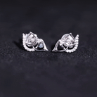 Heart Shape Created Black Diamond and Diamond Cute Cat Stud Earrings Lab Created Black Diamond - ( AAAA ) - Quality - Rosec Jewels