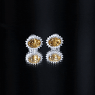 Oval Shaped 2.2 Carat Citrine Stud Earrings with Halo AAA 92.5 Sterling Silver - Rosec Jewels