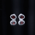 Sterling Silver 3 Carat Oval Garnet Stud Earrings with Moissanite Halo AAA 92.5 Sterling Silver - Rosec Jewels