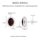 Sterling Silver 3 Carat Oval Garnet Stud Earrings with Moissanite Halo AAA 92.5 Sterling Silver - Rosec Jewels