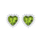 3.50 CT Heart Shaped Peridot and Moissanite Statement Stud Earrings Peridot - ( AAA ) - Quality - Rosec Jewels