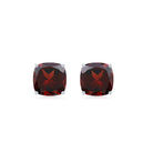 8MM Cushion Cut Garnet Solitaire Stud Earrings AAA - Rosec Jewels