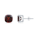 8MM Cushion Cut Garnet Solitaire Stud Earrings AAA - Rosec Jewels