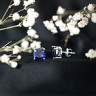 5.5 Carat Lab Grown Blue Sapphire Solitaire Stud Earring With Certificate AAAA - Rosec Jewels