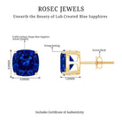 5.5 Carat Lab Grown Blue Sapphire Solitaire Stud Earring With Certificate AAAA - Rosec Jewels