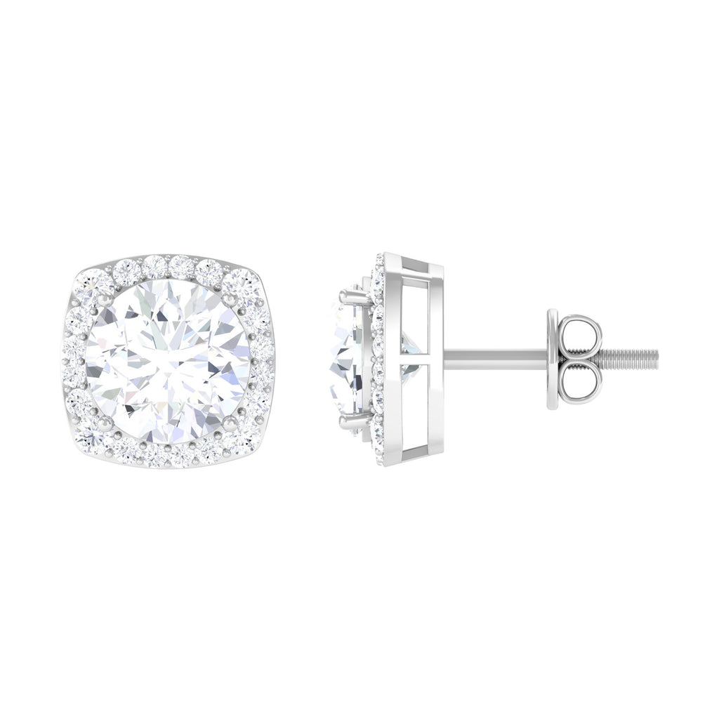 3.50 CT Moissanite Classic Halo Stud Earrings Moissanite - ( D-VS1 ) - Color and Clarity - Rosec Jewels